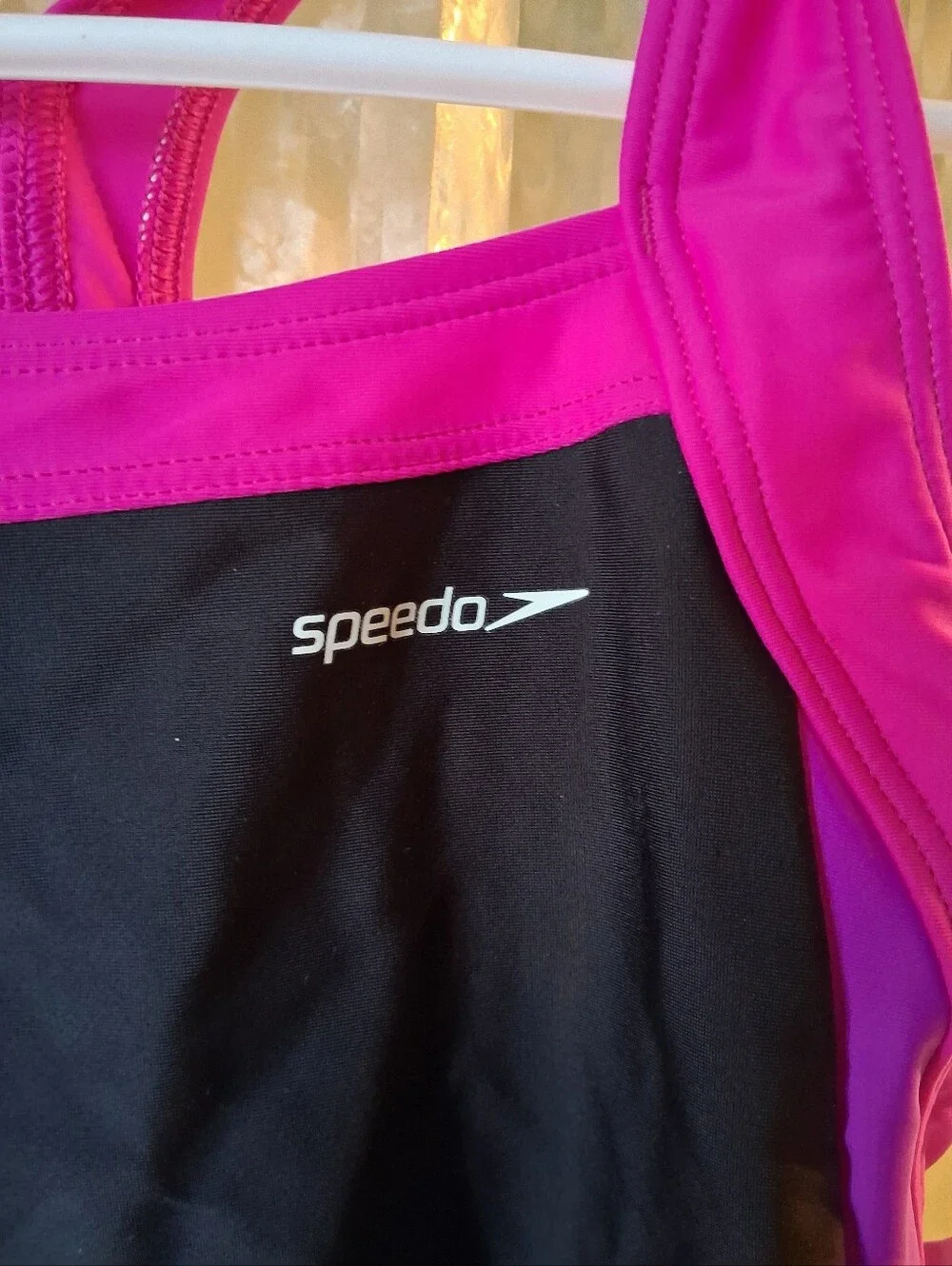 New Speedo Black and Pink/Magenta Girls' One-Piece Swimsuit Size 14
